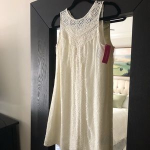 Ivory lace mini swing dress - size Small